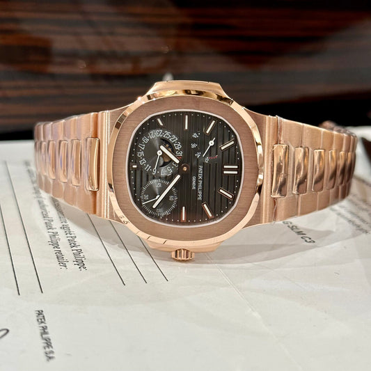 Patek Philippe Replica Watch Nautilus 5712 Rose Gold Plated Black Dial GRF 40mm