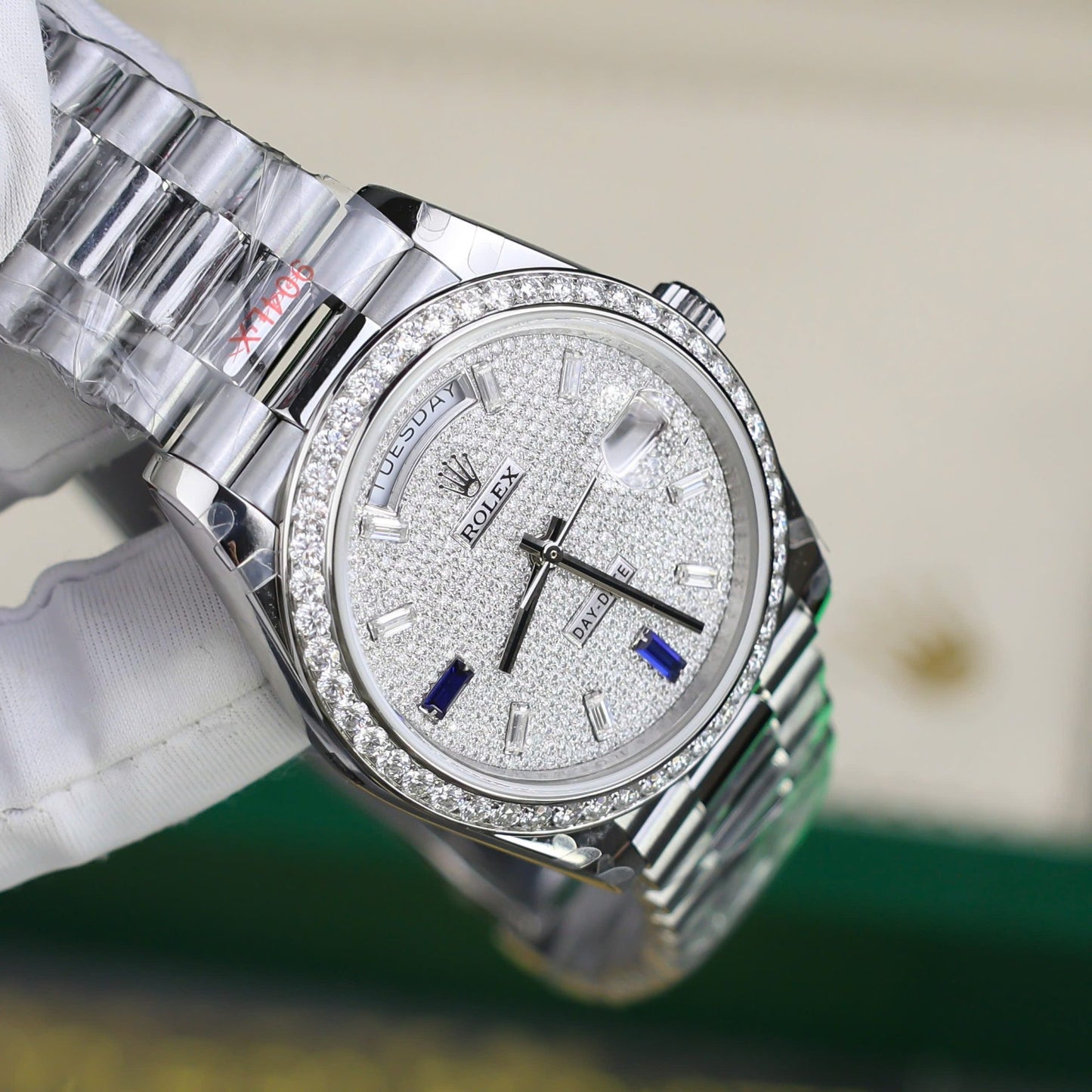 Rolex Day-Date Best Copies Watch Diamonds Moissanite Custom GM Factory 40mm
