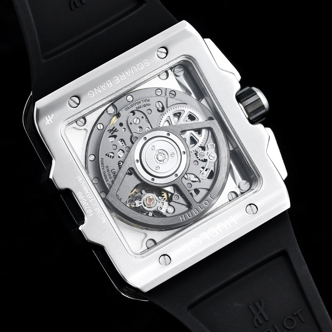 Hublot Big Bang, Square Bang Unico 42mm Textured Rubber Strap(1:1 replica)