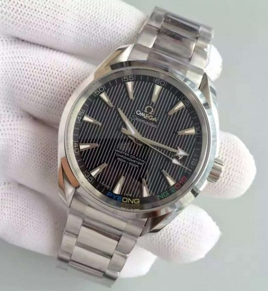 Replica Omega XF Seamaster CO-AXIAL Master PyeongChang 2018 Black Dial SS Bracelet A8500