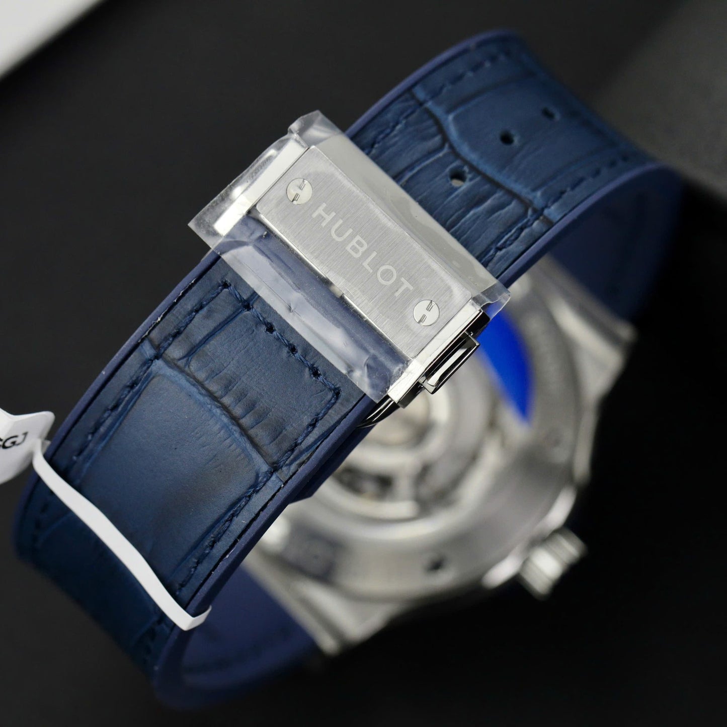 Hublot Classic Fusion Titanium Replica Watches Blue Dial Custom Moissanite Diamonds 42mm
