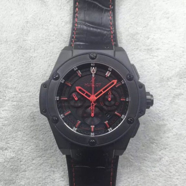 Replica Hublot Big Bang King Power 48mm PVD Black Dial Red Hands Gummy Strap A7750