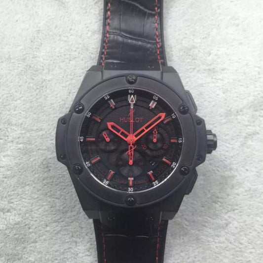 Replica Hublot Big Bang King Power 48mm PVD Black Dial Red Hands Gummy Strap A7750