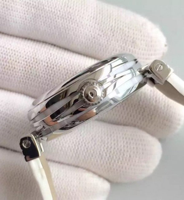 Replica Omega De Ville Lady SS White Dial Leather Strap A8520