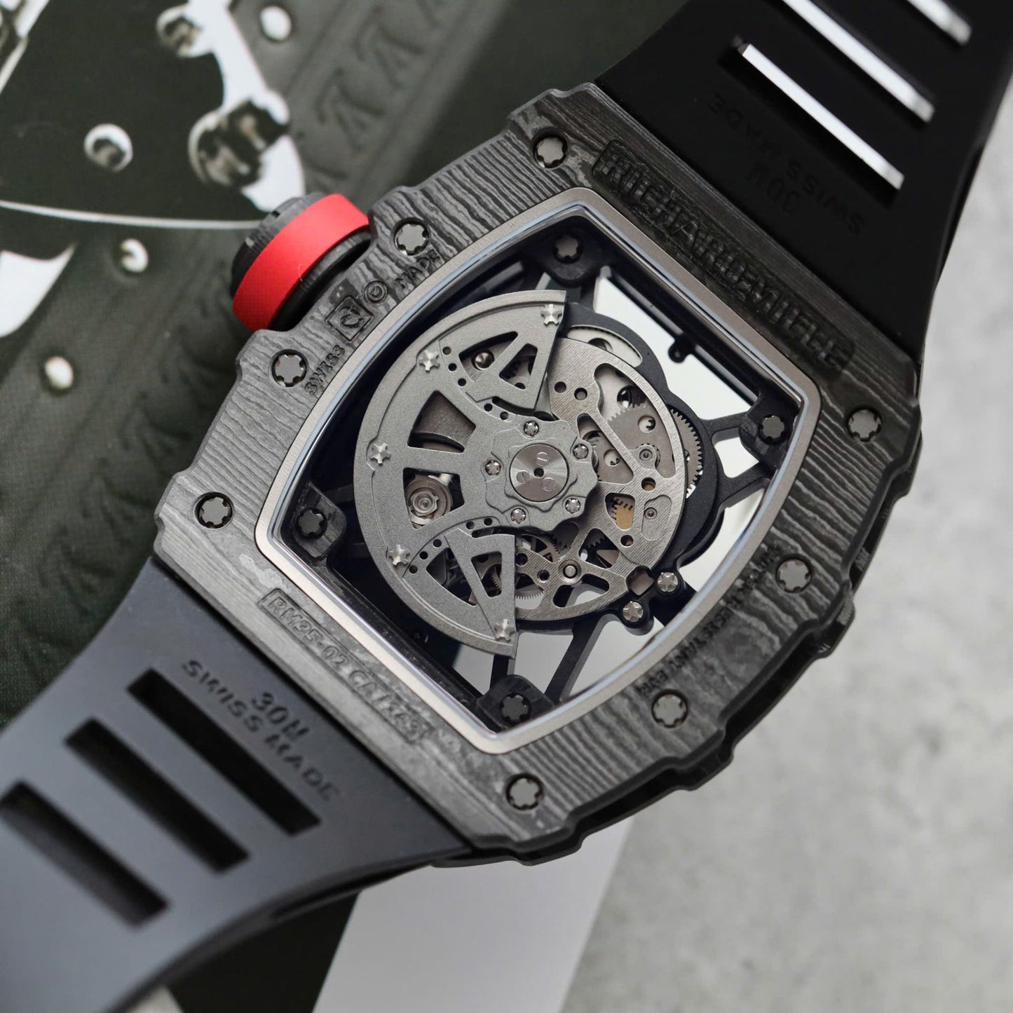 Richard Mille Rm35-02 Black Copies Watches Carbon Super Light ZF Factoy 44mm
