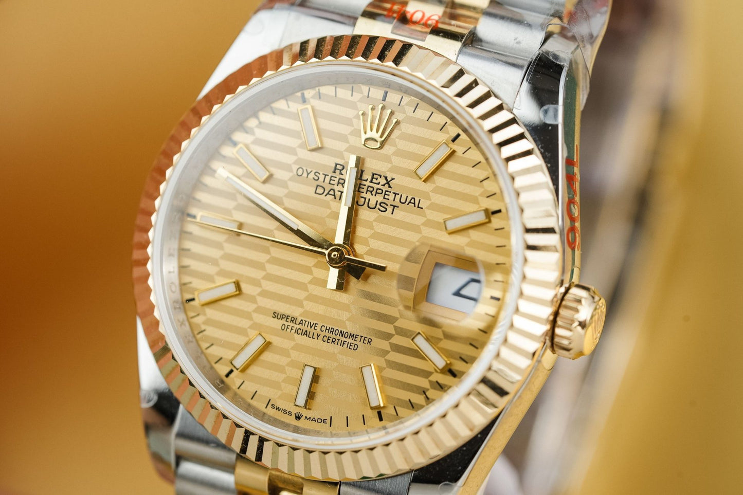 Rolex Best Replica Watch DateJust 126233 Yellow Champagne Fluted Dial Gold Wrapped 36mm