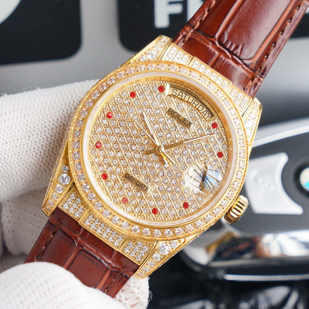Rolex new full-diamond logotype - full diamonds with classic lettering - official size 36mm(1:1 replica)