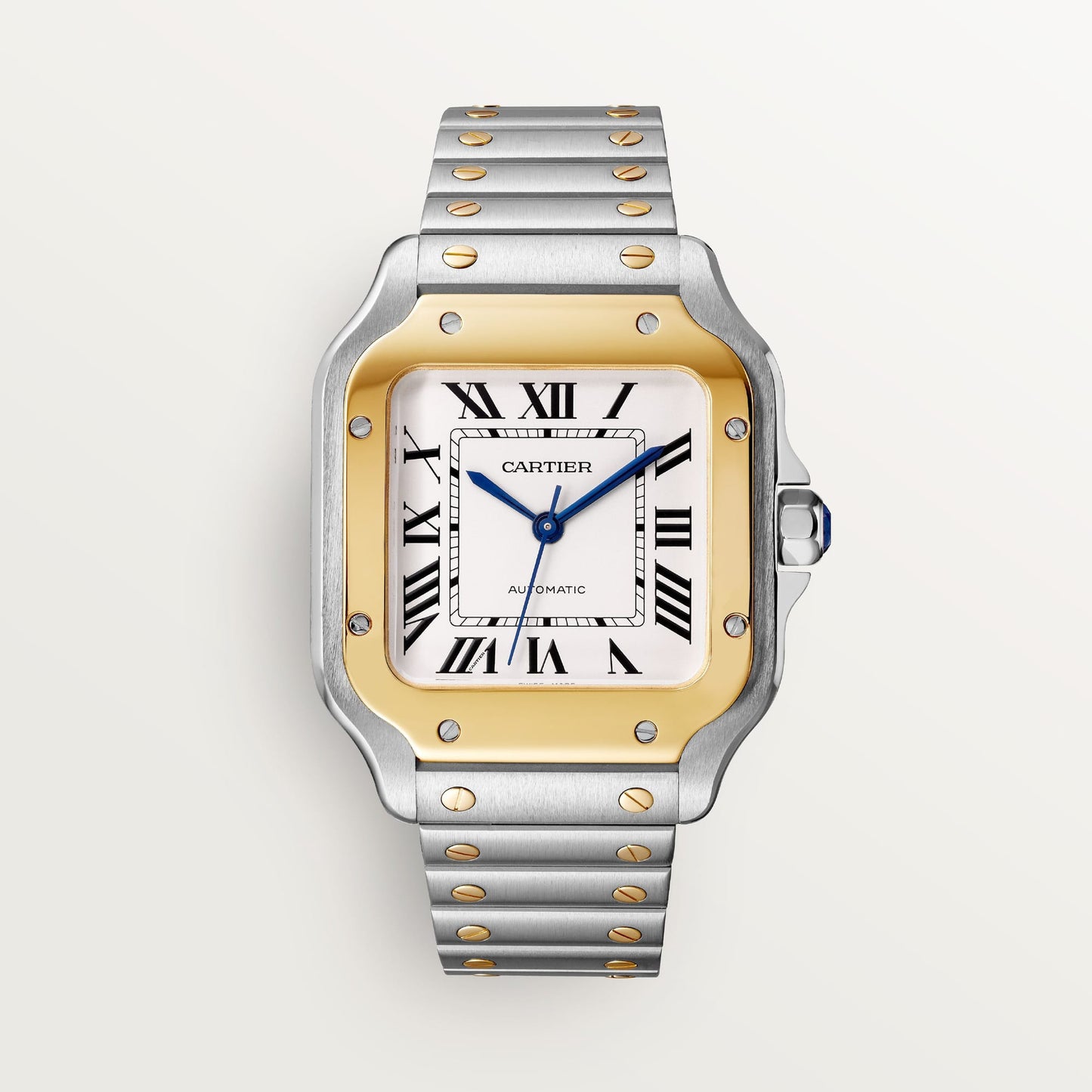 Fake Cartier Watch Santos medium model Manufacture mechanical movement Steel/Yellow Gold Silver Dial W2SA0016(1:1 replica)