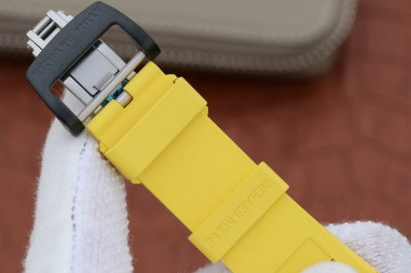 Replica Richard Mille RM035-02 Rafael Nadal FC Titanium Case KVF Skeleton Dial Red Yellow Rubber Strap MIYOTA8215