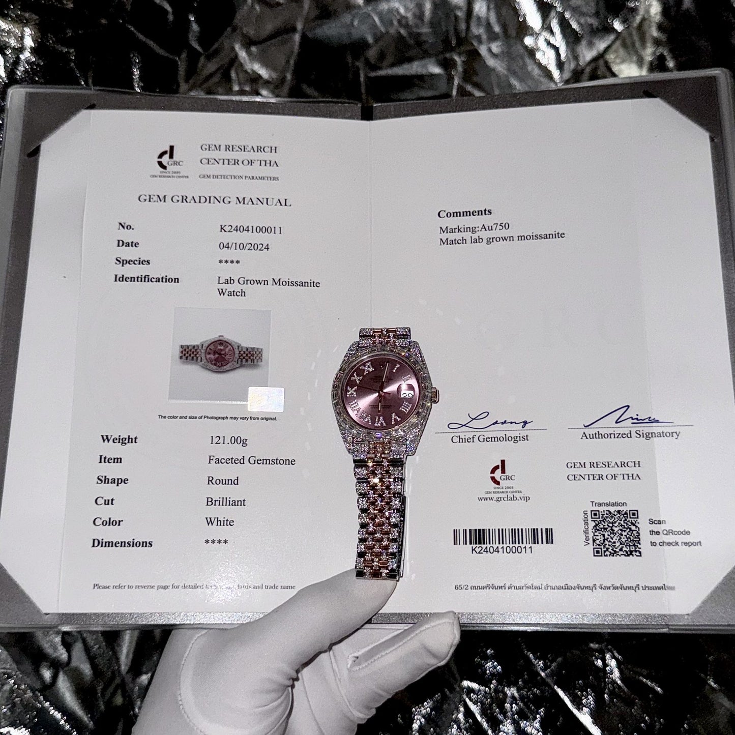 Rolex Replica Watch DateJust With Full Moissanite Diamond Pink Dial 41mm
