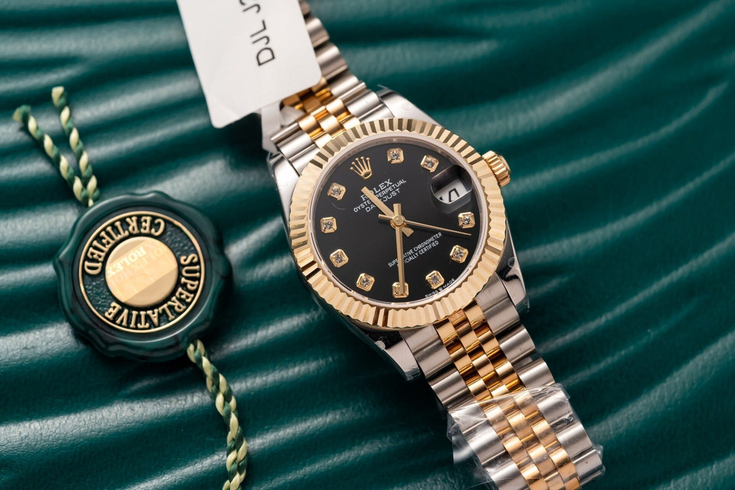 Rolex Best Replica Watches DateJust Gold Wrapped Black Dial 31mm