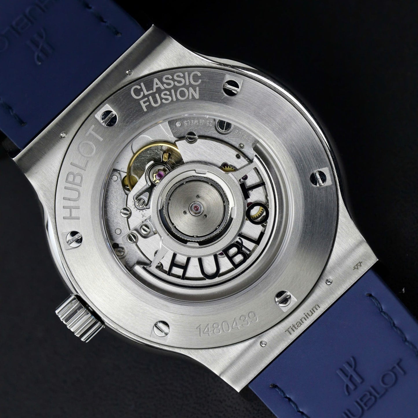 Hublot Classic Fusion Titanium Replica Watches Blue Dial Custom Moissanite Diamonds 42mm