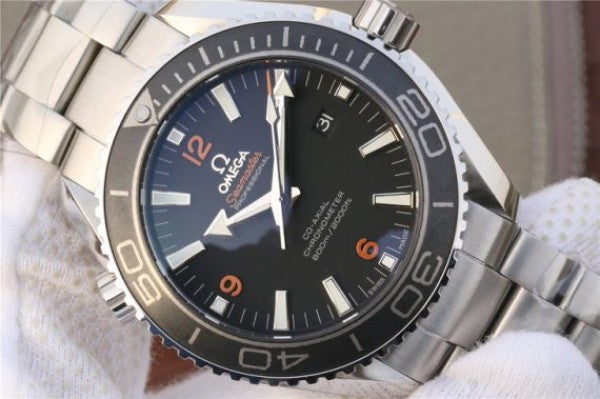 Replica Omega Planet Ocean Professional Ceramic Bezel 45mm OMF Orange Marker SS Bracelet A8500