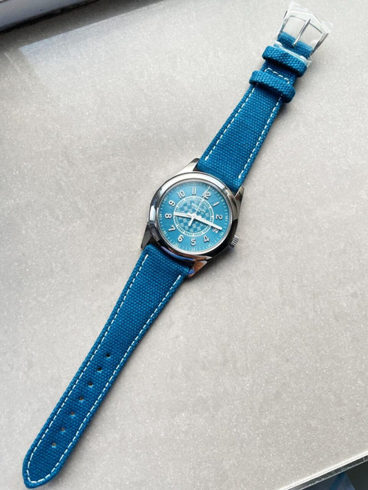 Replica PATEK PHILIPPE Calatrava 6007A-001 SS ZF 1:1 Best Edition Blue Dial on Blue Leather Strap A324CS