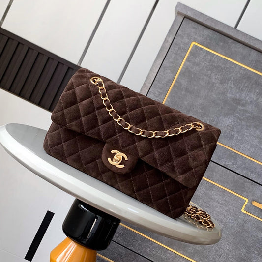 CHANEL Suede Classic Double Flap Handbag(HIGH-END GRADE)