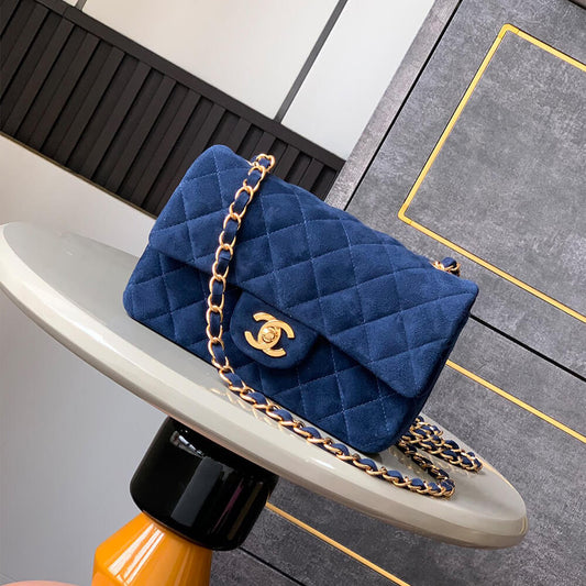 CHANEL SUEDE MINI FLAP BAG(HIGH-END GRADE)