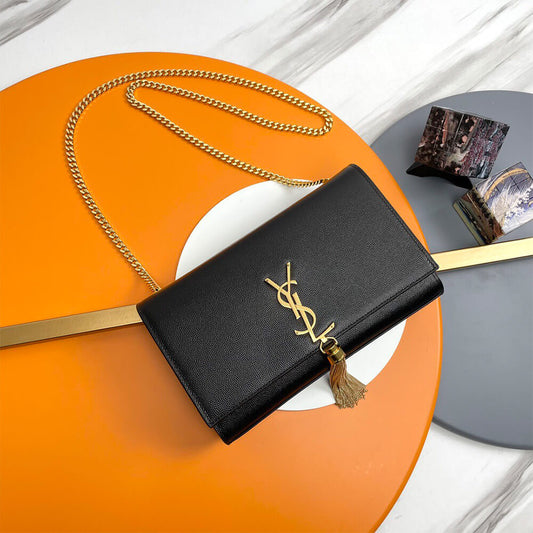 YSL kate medium tassel in grain de poudre embossed leather