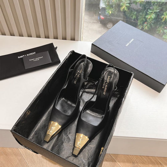 YSL Jeanne Slingback Pumps in Smooth Leather