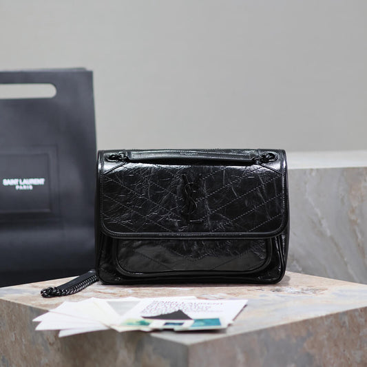 SAINT LAURENT NIKI MEDIUM IN CRINKLED VINTAGE LEATHER(HIGH-END GRADE)