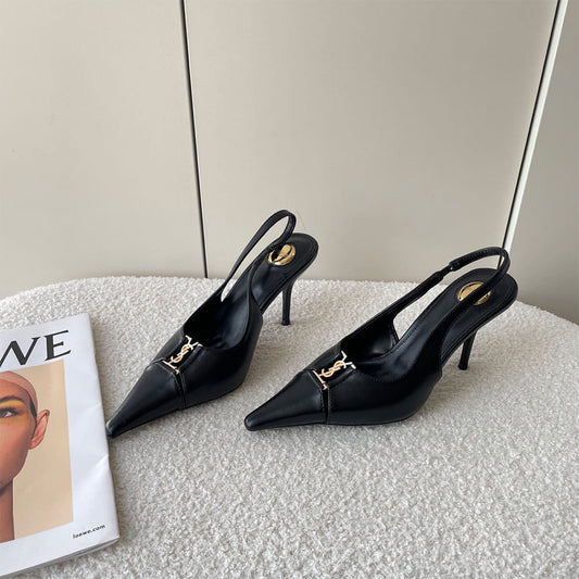 YSL Babylone Breteuil Slingback Pumps in Smooth Leather
