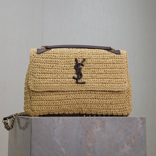 SAINT LAURENT NIKI CHAIN MEDIUM IN RAFFIA(HIGH-END GRADE)