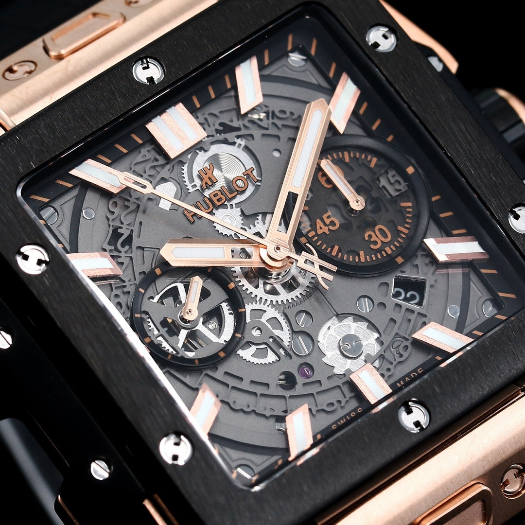 Hublot Big Bang, Square Bang Unico 42mm Textured Rubber Strap(1:1 replica)