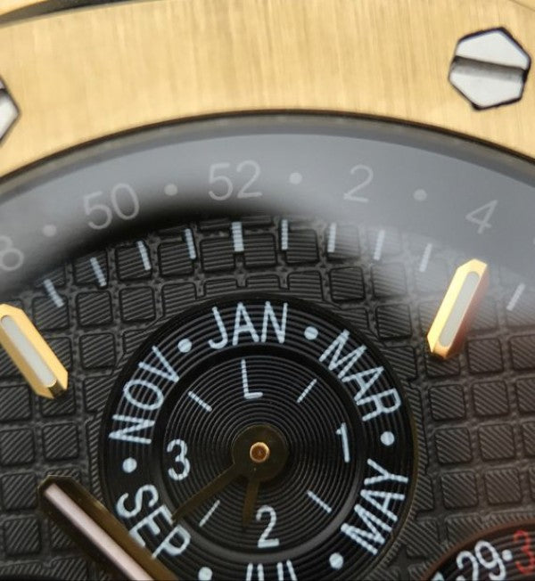 Replica Audemars Piguet JF Royal Oak 41mm 26574 YG Black Dial Leather Strap A5134