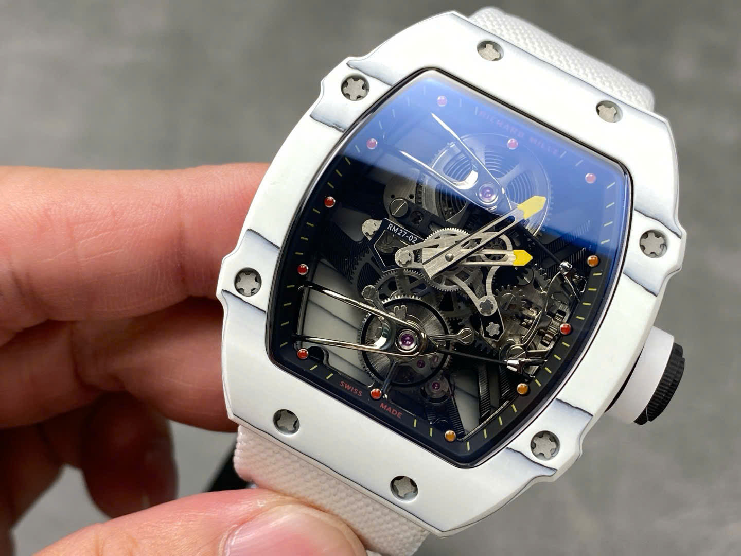 Richard Mille RM27-02 Rafael Nadal Tourbillon White Carbom Best Replica Watches 40x48mm