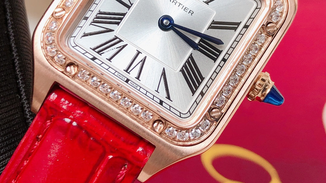 Santos Demoisell Santos Platinum Diamonds Collection - Steel Mini - Red(1:1 replica)