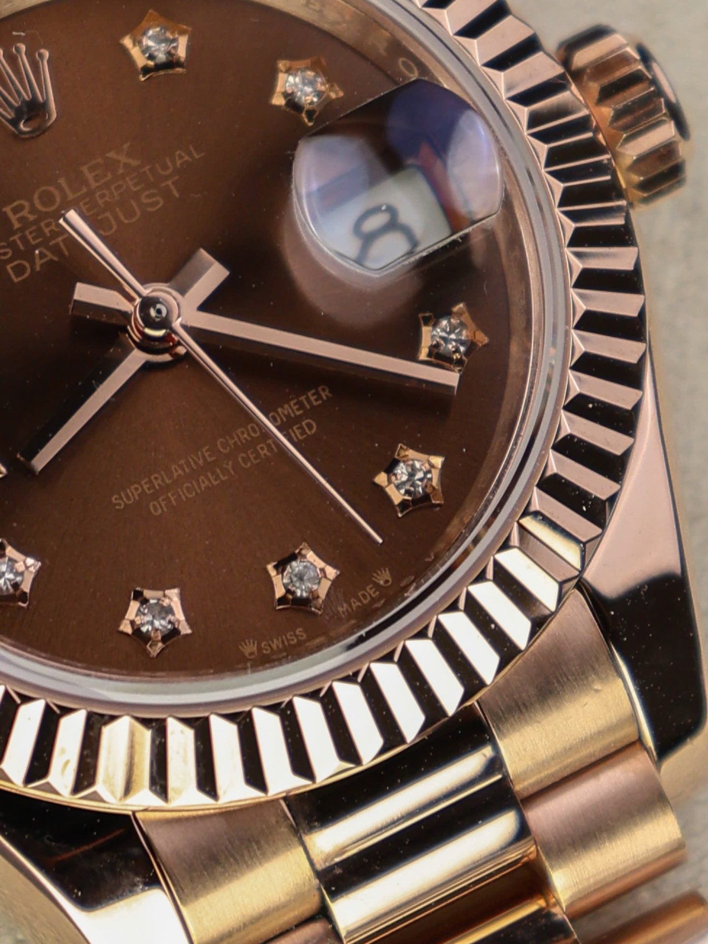 Rolex DateJust Women Copies Watches Gold Wrapped Chocolate Dial GM Factory 28mm