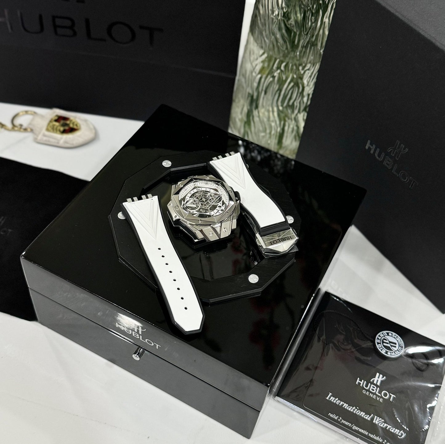 Hublot Replica 1:1 Watches Big Bang Sang Bleu ll Titanium Men s Rubber Strap Factory BBF 45mm