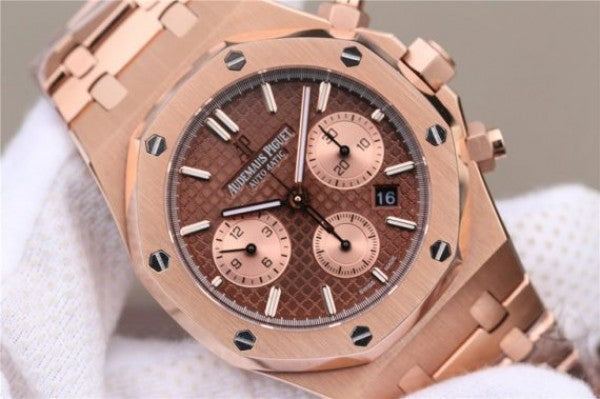 Replica Audemars Piguet Royal Oak Chronograph RG JHF Brown/RG Dial RG Bracelet A7750