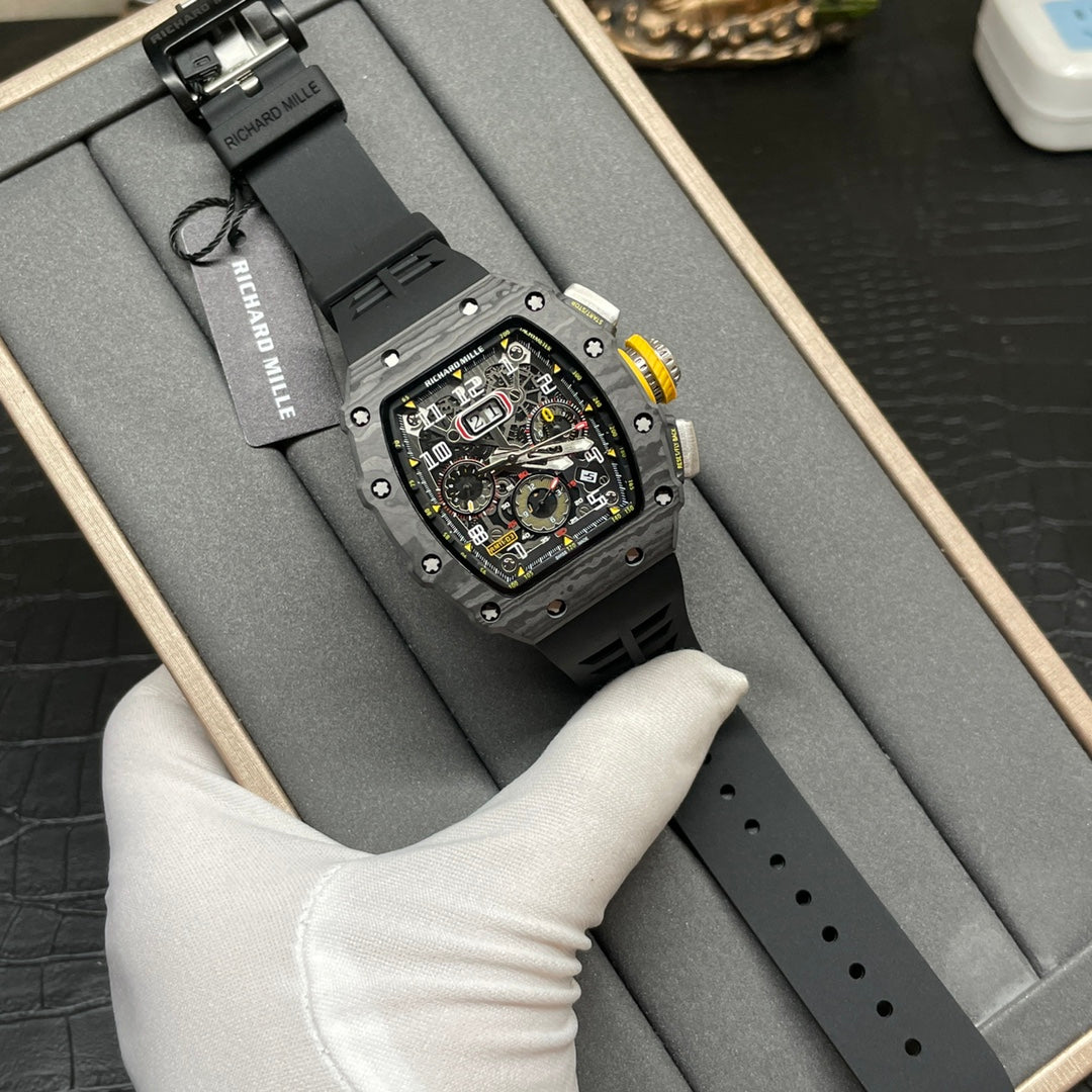 Best Richard Mille RM 11-03 Replica Watch For Men ¨C Swiss Movement, Skeleton Dial, Carbon Fiber Case
