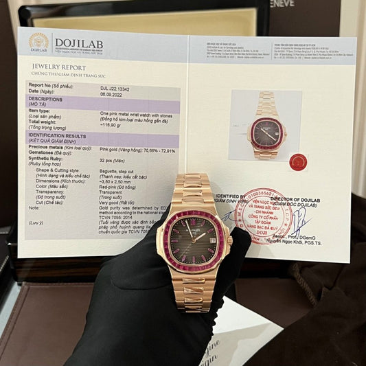 Patek Philippe Nautilus 5723 Replica Watch Gold Wrapped With Red Ruby 40mm