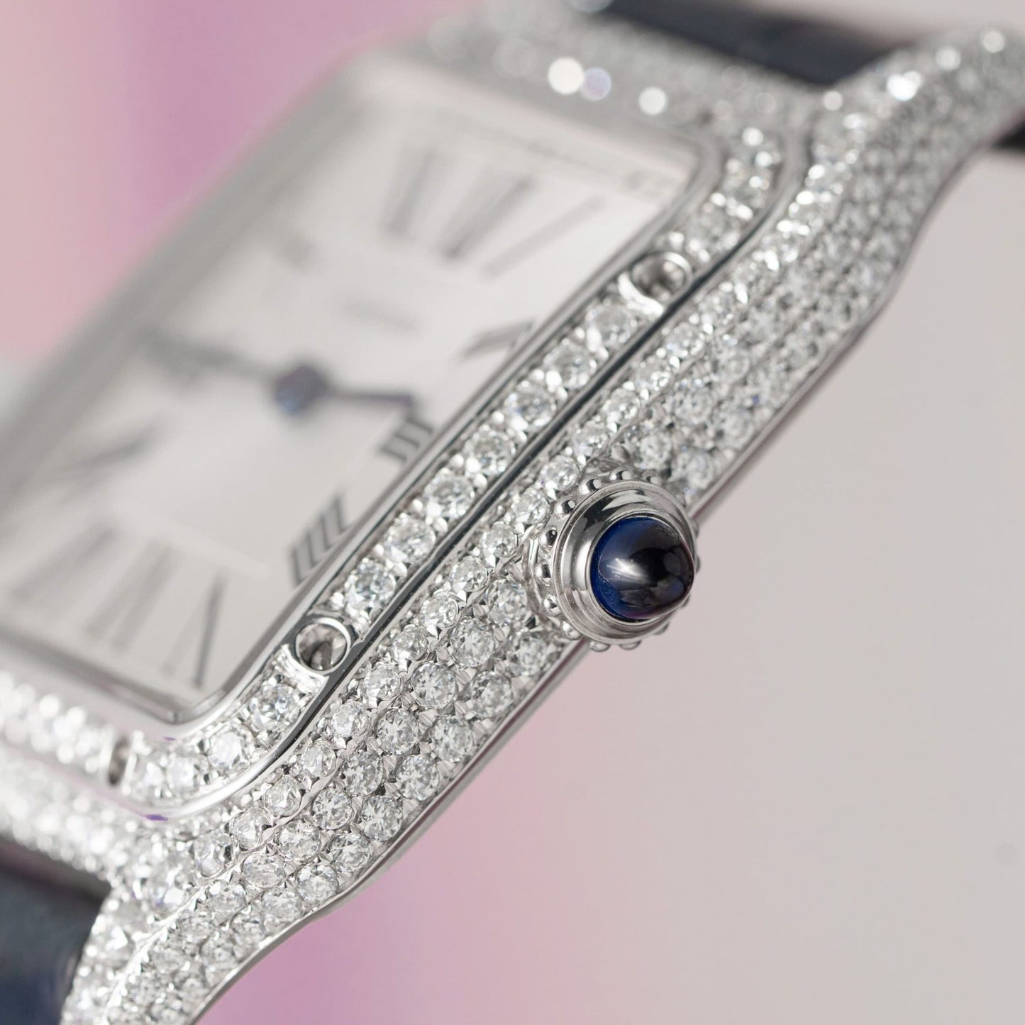 Cartier Replica 1:1 Watch Santos Dumont Large With Full Moissanite Diamond Hong Kong 42mm