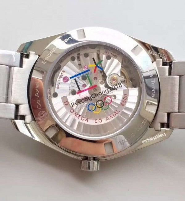 Replica Omega XF Seamaster CO-AXIAL Master PyeongChang 2018 White Dial SS Bracelet A8500