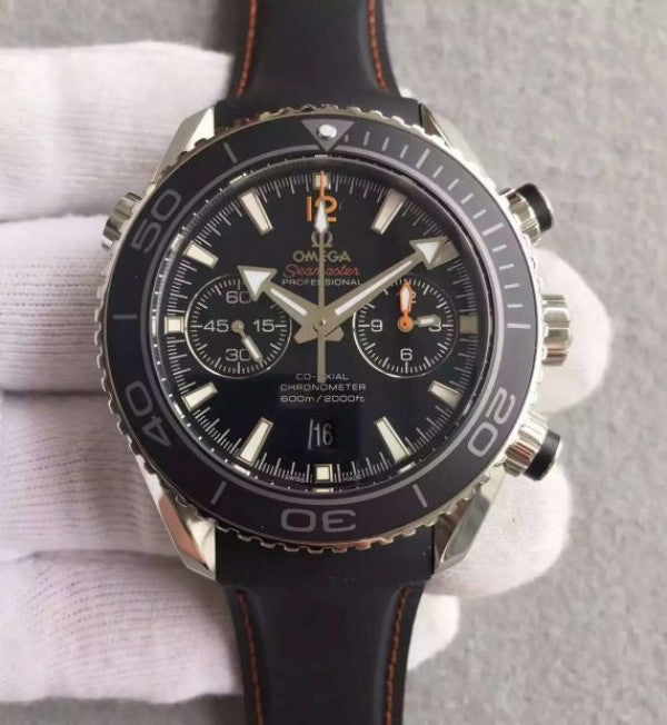 Replica Omega Seamaster Professional Chrono Black Ceramic Black Dial Orange Rubber Strap A9300