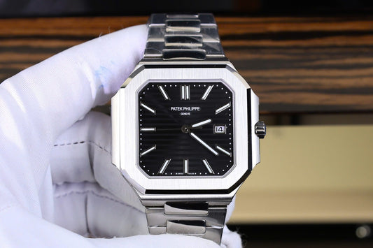 Patek Philippe Cubitus 5821 Replica Watches Black Dial Stainless Steel TW Factory 45mm