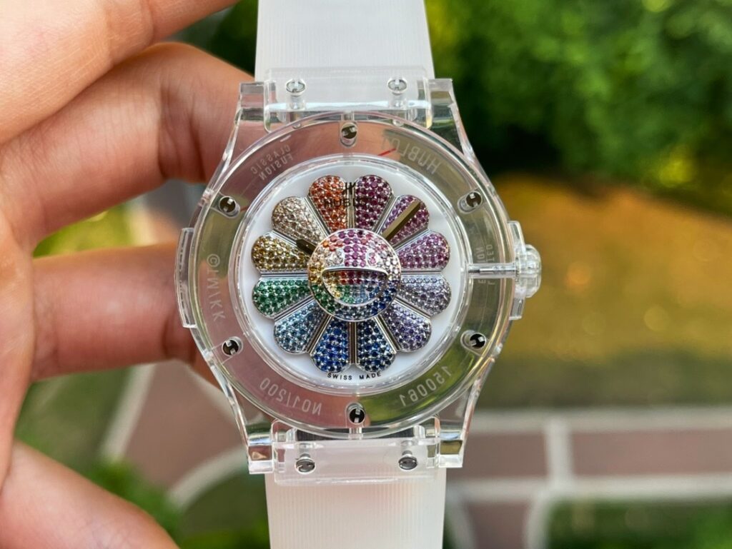 Hublot Replica 1:1 Watch Takashi Murakami Transparent Case Rubber Strap 42mm