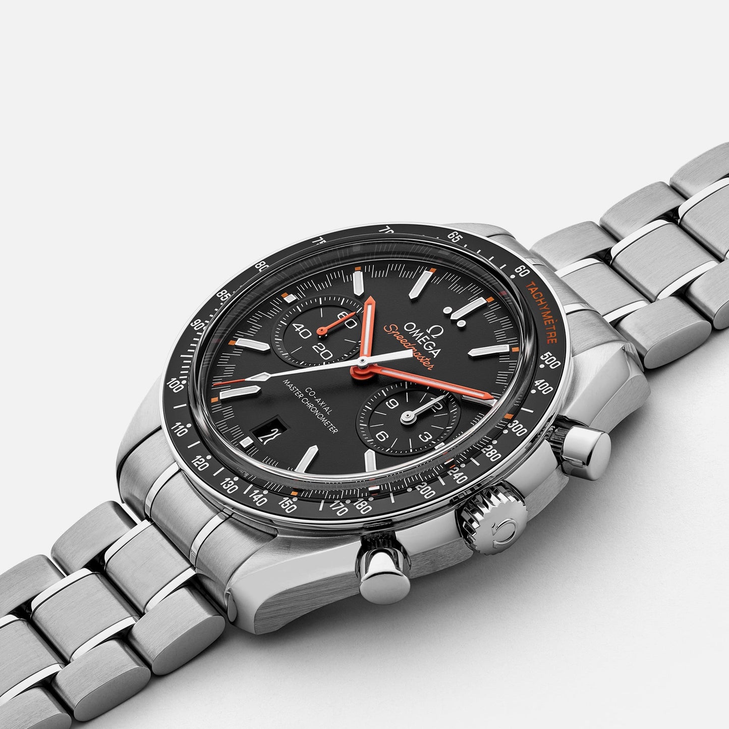Speedmaster Racing Co-Axial Master Chronometer Chronograph 44.25mm Black Dial With Orange Accents On Bracelet(1:1 replica)