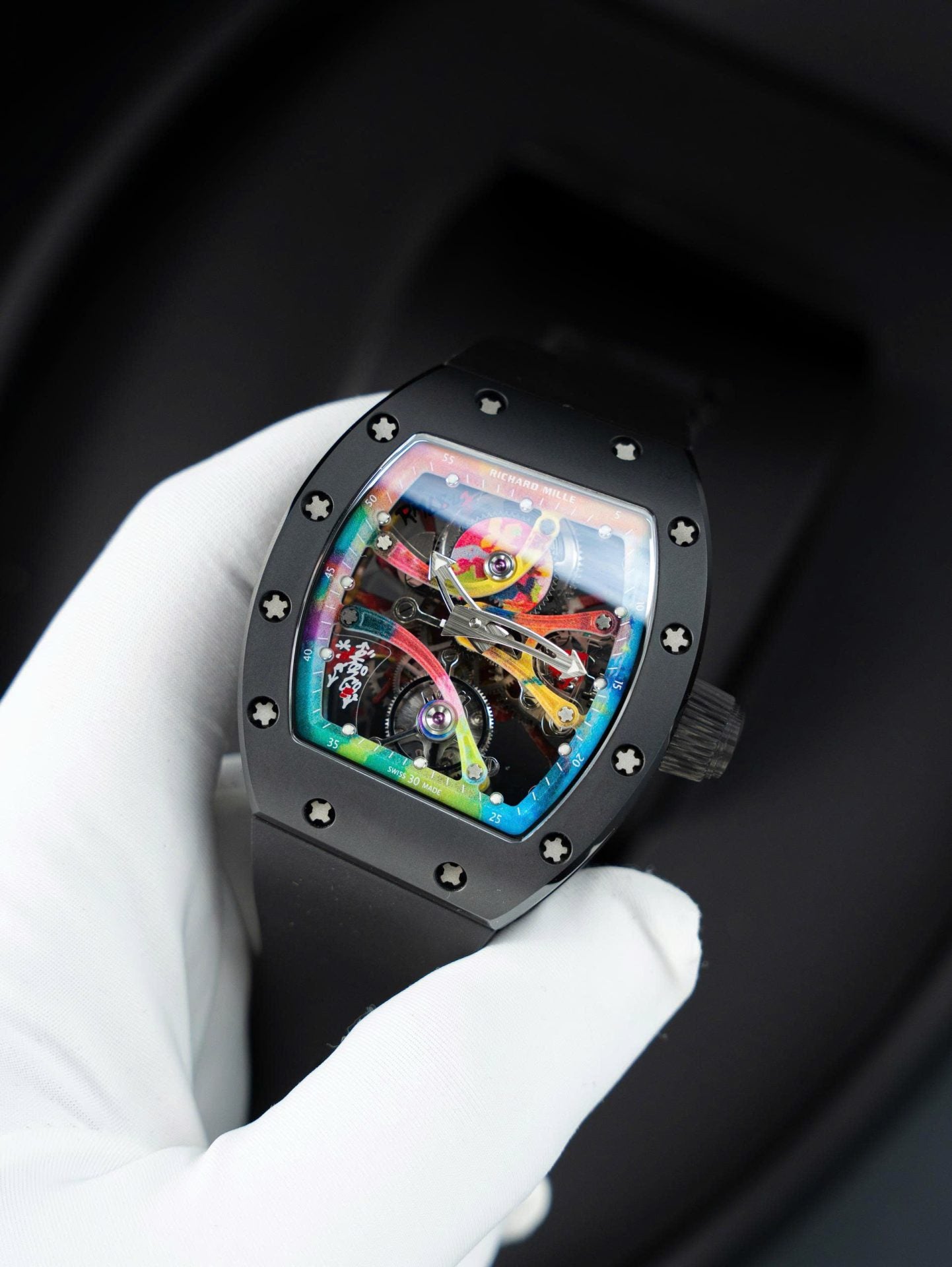 Richard Mille RM68-01 Cyril Kongo Imitation Watches Black Ceramic Rubber Strap 45mm