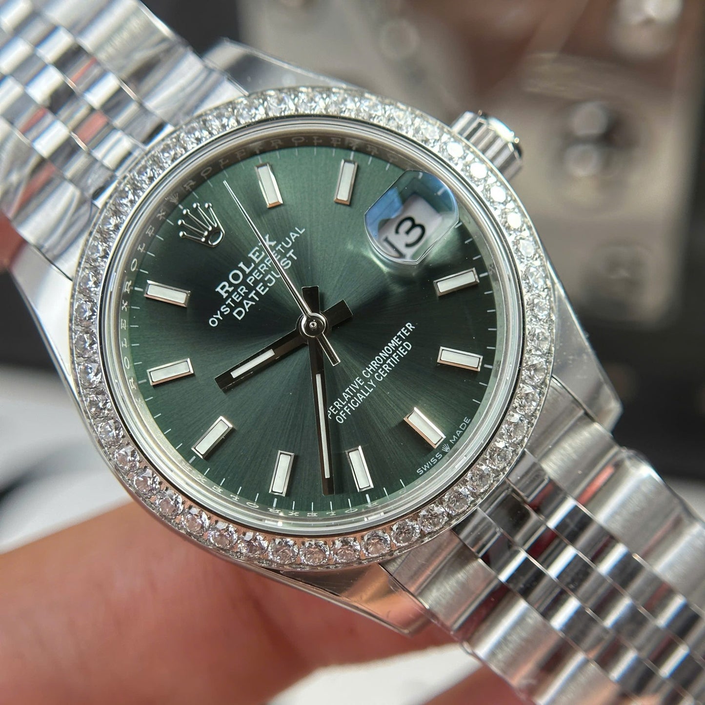 Rolex DateJust Clone Watch Dial Green Jubilee Strap THB Factory 31mm