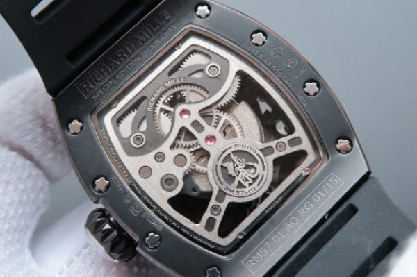 Replica Richard Mille RM057 Dragon Phoenix PVD SS Case YG Dragon Dial Black Rubber Strap