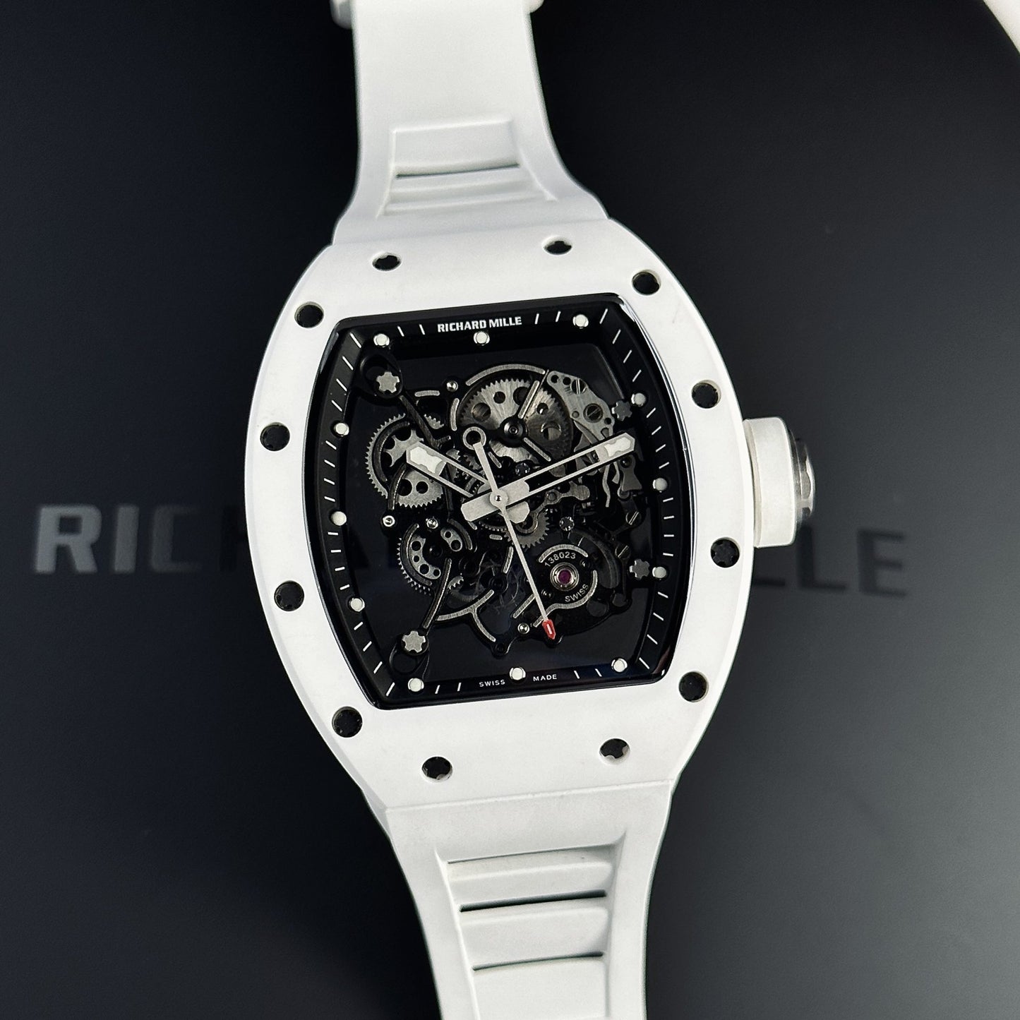 Richard Mille Rep 1:1 Watch RM055 Ceramic Bubba Watson White Factory BBR 45mm