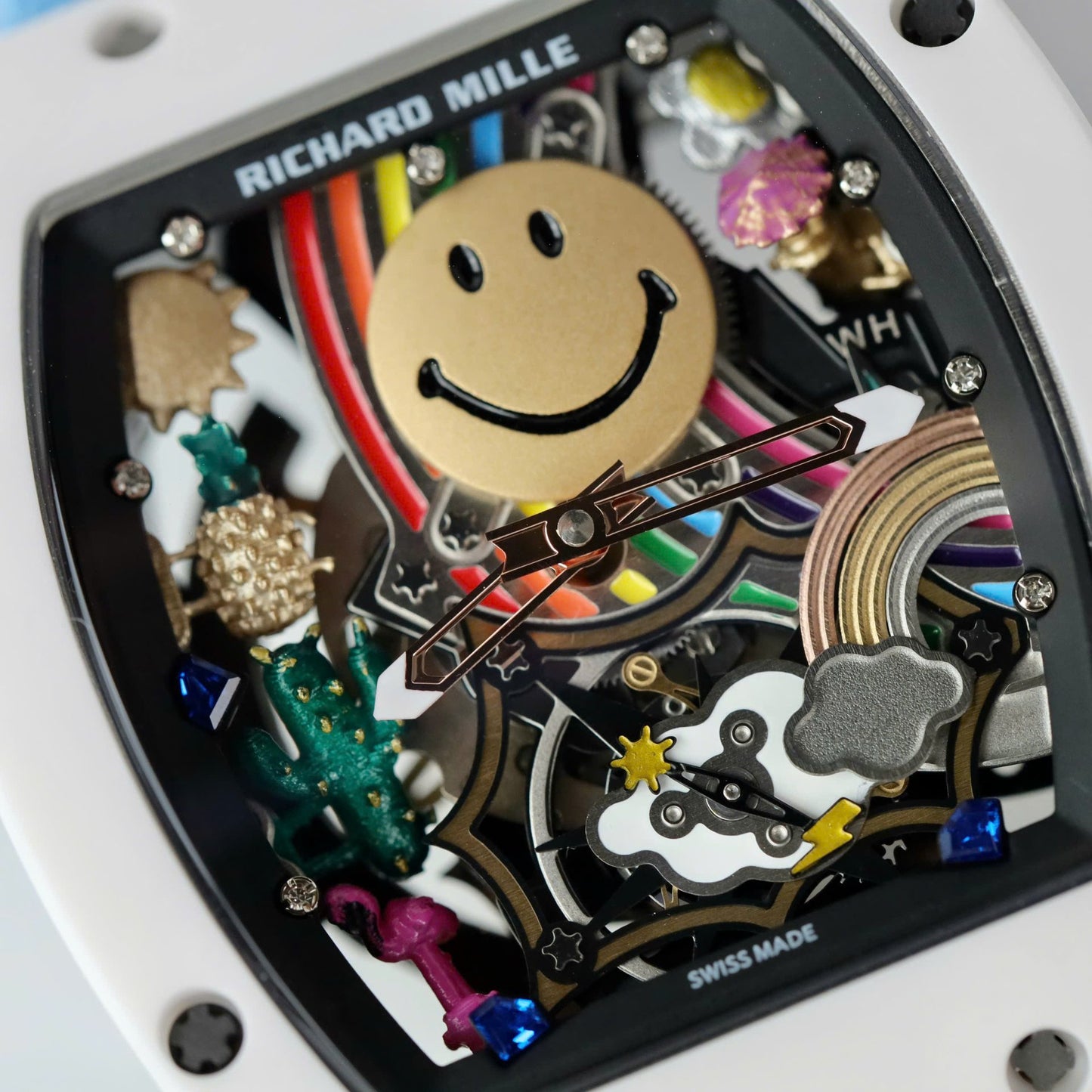 Richard Mille Copies Watches RM88 Smiley Fabic Nato Strap Blue 42mm