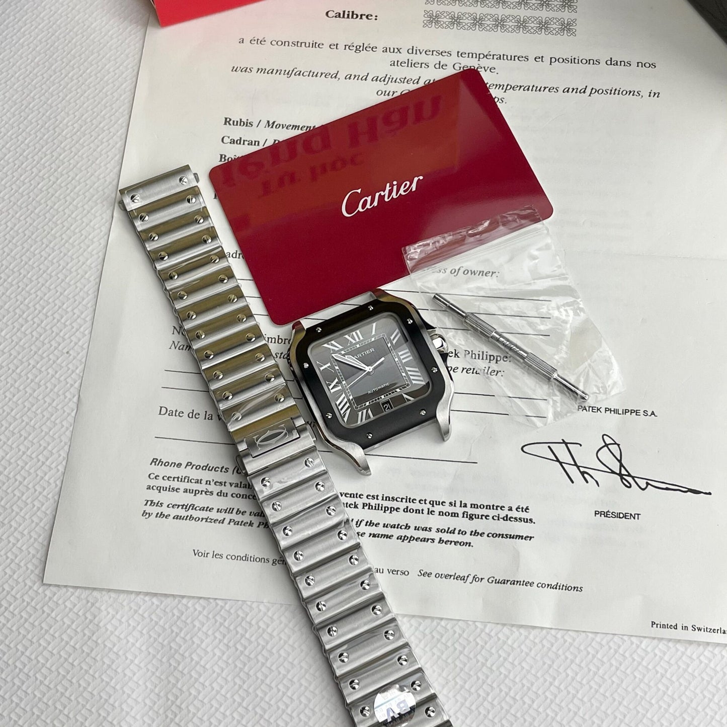 Cartier Santos WSSA0037 Replica 11 Watch Grey Dial BV Factory 39.8mm