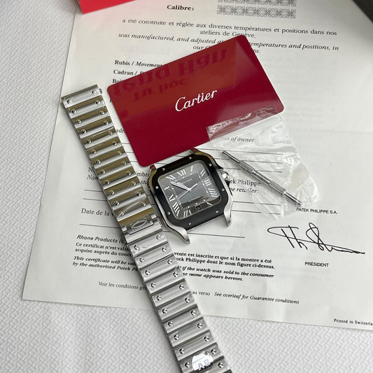 Cartier Santos WSSA0037 Replica 11 Watch Grey Dial BV Factory 39.8mm