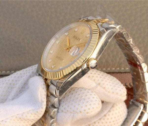 Replica Rolex DateJust 41mm SS/YG YG Textured Dial YG Wrapped Fluted Bezel SS/YG Bracelet A2836