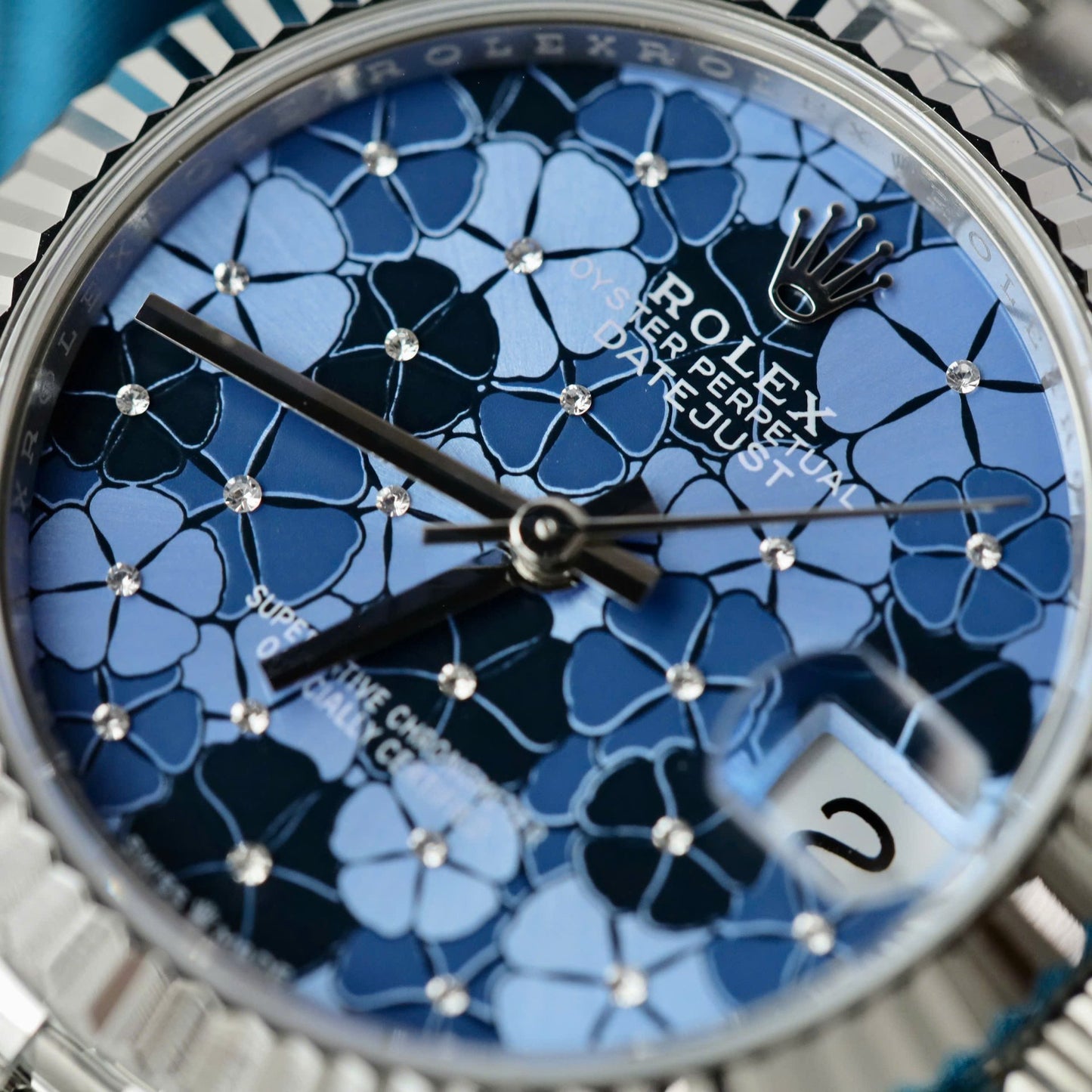 Rolex DateJust Replica Watch Women Blue Flower Dial THB Factory 31mm