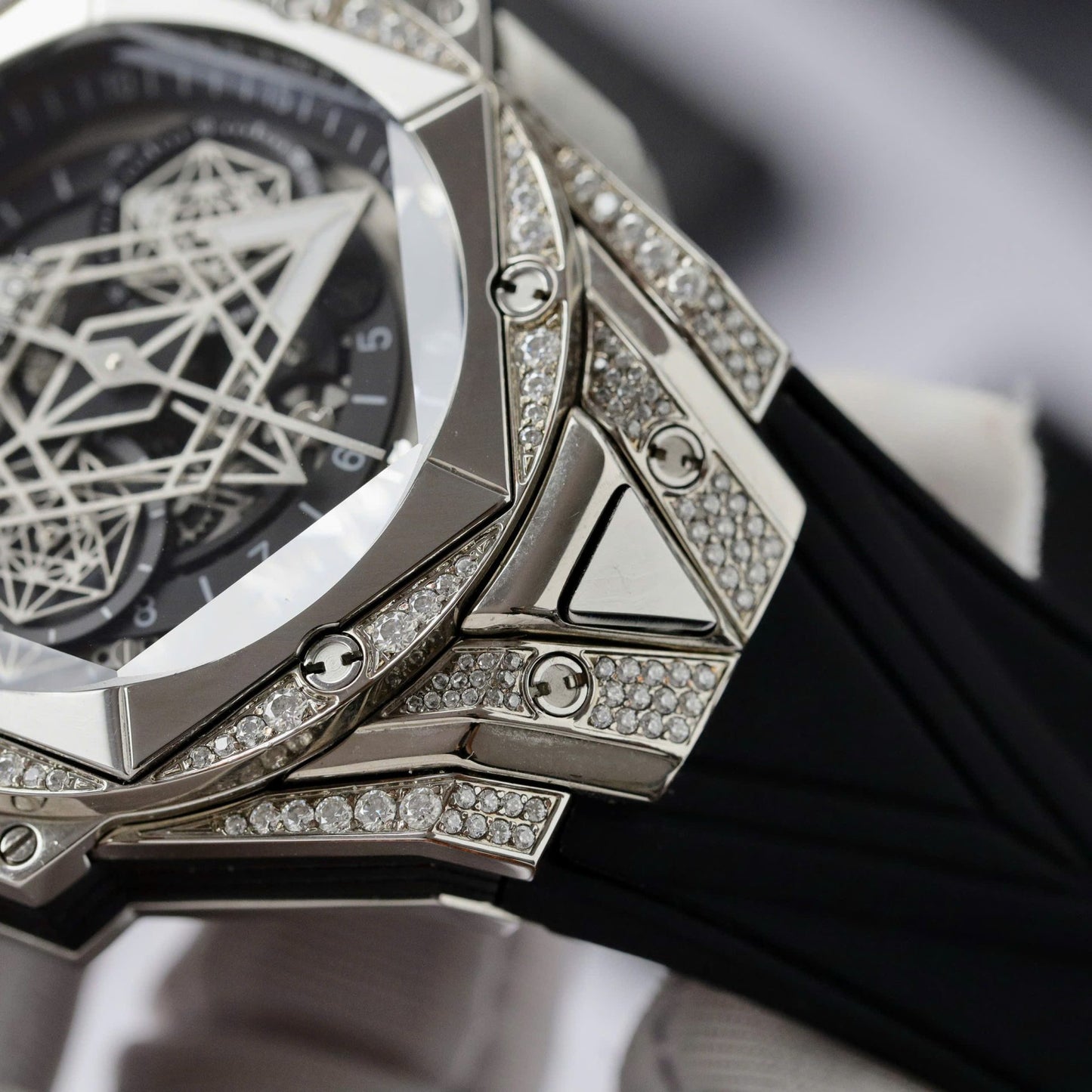 Hublot Big Bang Sang Bleu II Replica Watch Custom Moissanite Diamonds 44mm